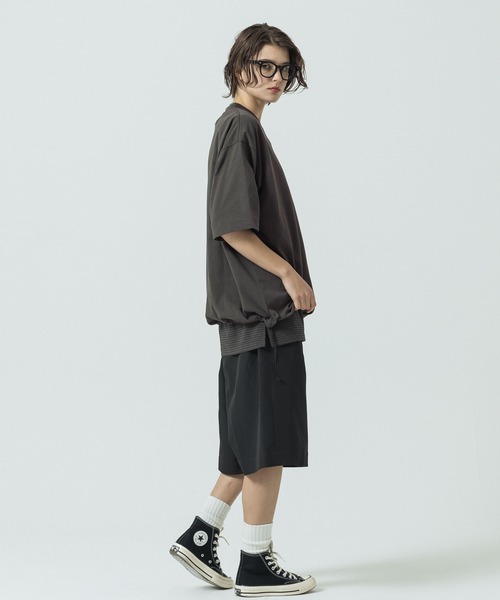 SLICK(スリック)の「【SLICK/スリック】30/2 Compact Yarn Drawstring T-shirt/コンパクトヤーンドローストリングTシャツ/オーバーサイズ シルエット(Tシャツ/カットソー・メンズ・ホワイト/ラベンダー/ブラック/ブラウン・1/3/2)」の11枚目の写真