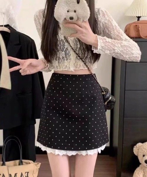 Ritzy(リッツィー)の「ドット柄 レース付きミニスカート(スカート・レディース・ベージュ/ブラック・M/L/S)」の18枚目の写真