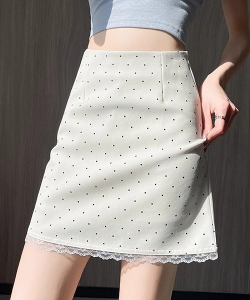 Ritzy(リッツィー)の「ドット柄 レース付きミニスカート(スカート・レディース・ベージュ/ブラック・M/L/S)」の16枚目の写真