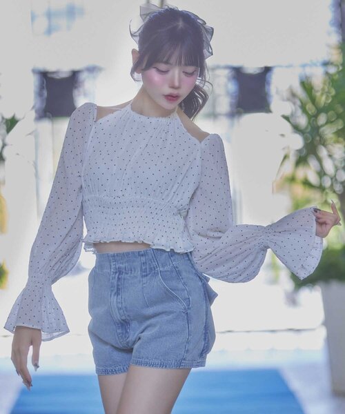 OLIVE des OLIVE(オリーブデオリーブ)の「【Belle Charme】Ribbon Choker Blouse(シャツ/ブラウス・レディース・ピンク/アイボリー/ブラック・FREE)」の1枚目の写真