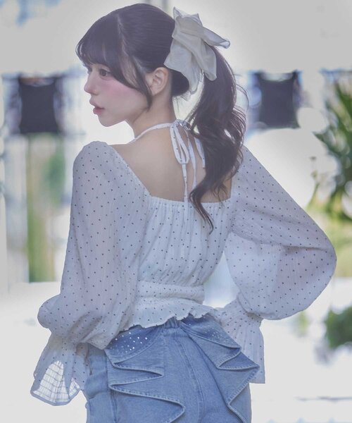 OLIVE des OLIVE(オリーブデオリーブ)の「【Belle Charme】Ribbon Choker Blouse(シャツ/ブラウス・レディース・ピンク/アイボリー/ブラック・FREE)」の7枚目の写真