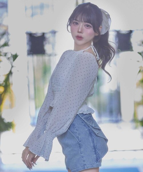 OLIVE des OLIVE(オリーブデオリーブ)の「【Belle Charme】Ribbon Choker Blouse(シャツ/ブラウス・レディース・ピンク/アイボリー/ブラック・FREE)」の6枚目の写真