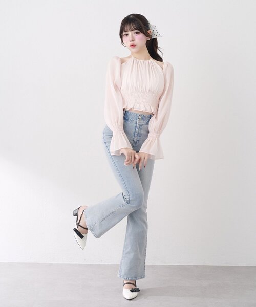 OLIVE des OLIVE(オリーブデオリーブ)の「【Belle Charme】Ribbon Choker Blouse(シャツ/ブラウス・レディース・ピンク/アイボリー/ブラック・FREE)」の17枚目の写真