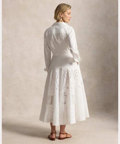 POLO RALPH LAUREN（ポロ ラルフ ローレン）の「コットン アイレット シャツドレス（シャツワンピース・レディース・ホワイト・00/0/8/6/4/2）」の6枚目の写真