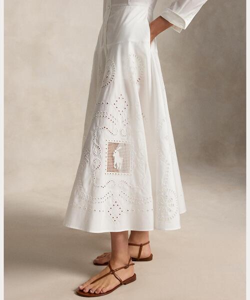 POLO RALPH LAUREN（ポロ ラルフ ローレン）の「コットン アイレット シャツドレス（シャツワンピース・レディース・ホワイト・00/0/8/6/4/2）」の7枚目の写真