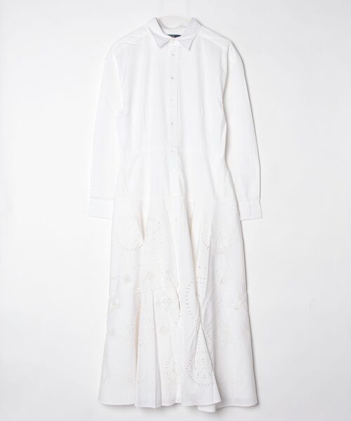POLO RALPH LAUREN（ポロ ラルフ ローレン）の「コットン アイレット シャツドレス（シャツワンピース・レディース・ホワイト・00/0/8/6/4/2）」の2枚目の写真
