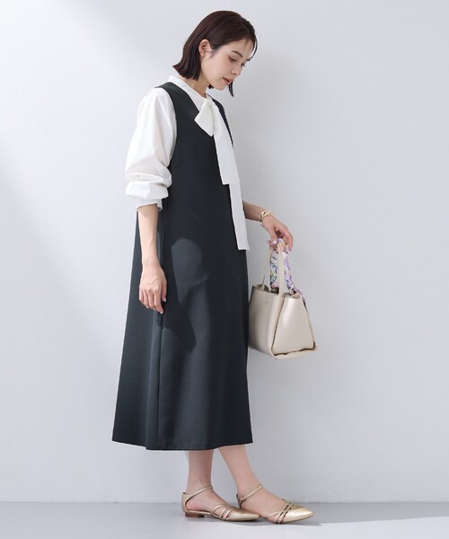 INDIVI(インディヴィ)の「【洗える/SETUP可能/UVケア】ウール調ジャンパードレス(ワンピース・レディース・ライトグレー/ブルー系その他・40/38/34)」の9枚目の写真