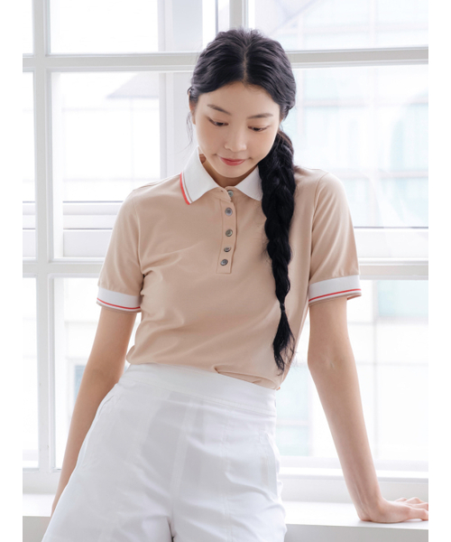 NITINA(ニティナ)の「スリムPKカラーTシャツBG(ポロシャツ・レディース・ベージュ・SMALL/MEDIUM)」の2枚目の写真