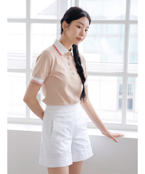 NITINA(ニティナ)の「スリムPKカラーTシャツBG(ポロシャツ・レディース・ベージュ・SMALL/MEDIUM)」の3枚目の写真