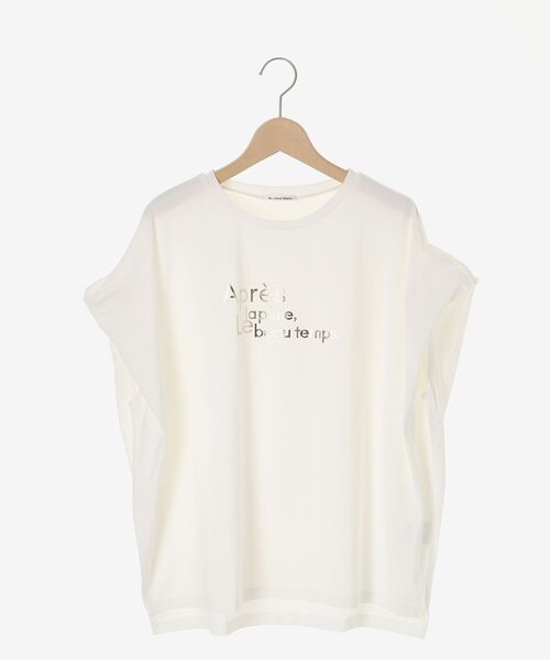 le.coeur blanc(ルクールブラン)の「《WEB限定アイテム》ショルダータック箔プリントTシャツ(Tシャツ/カットソー・レディース・ブラック/グレー/オフホワイト・38)」の4枚目の写真