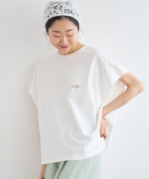 le.coeur blanc(ルクールブラン)の「《WEB限定アイテム》ショルダータック箔プリントTシャツ(Tシャツ/カットソー・レディース・ブラック/グレー/オフホワイト・38)」の7枚目の写真