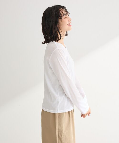 Green Parks(グリーンパークス)の「シアー天竺プルオーバー(Tシャツ/カットソー・レディース・ブラック/オフホワイト・FREE)」の7枚目の写真