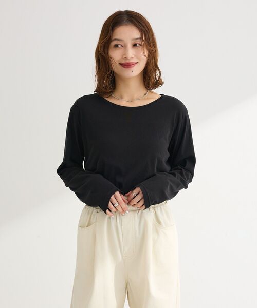Green Parks(グリーンパークス)の「シアー天竺プルオーバー(Tシャツ/カットソー・レディース・ブラック/オフホワイト・FREE)」の11枚目の写真