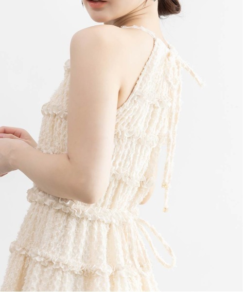RANDA(ランダ)の「フリンジジャガードフリルキャミワンピース(ワンピース・レディース・ブルー/アイボリー/ホワイト・0/1)」の7枚目の写真