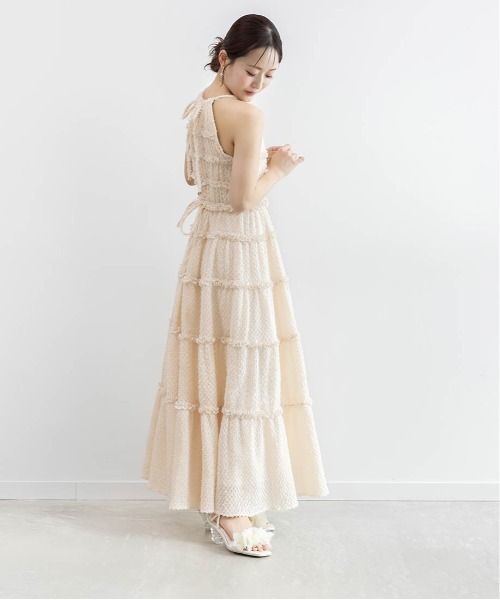 RANDA(ランダ)の「フリンジジャガードフリルキャミワンピース(ワンピース・レディース・ブルー/アイボリー/ホワイト・0/1)」の11枚目の写真
