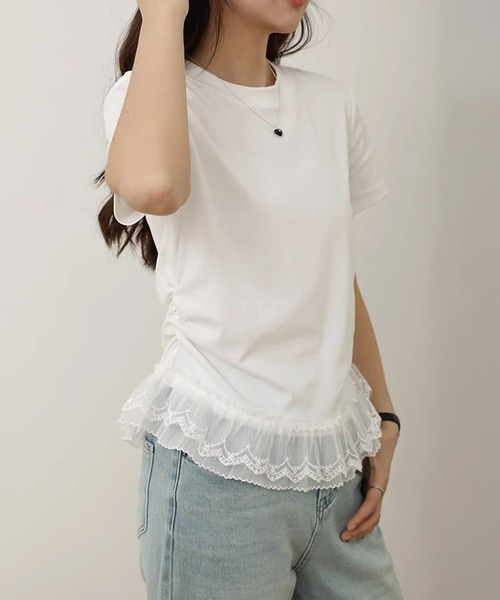 by LEGNA(バイレグナ)の「ドッキングペプラムTシャツ(Tシャツ/カットソー・レディース・ブラック/ホワイト・MEDIUM/LARGE)」の3枚目の写真