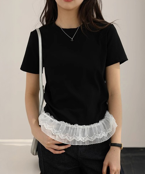 by LEGNA(バイレグナ)の「ドッキングペプラムTシャツ(Tシャツ/カットソー・レディース・ブラック/ホワイト・MEDIUM/LARGE)」の18枚目の写真
