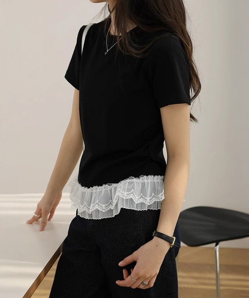 by LEGNA(バイレグナ)の「ドッキングペプラムTシャツ(Tシャツ/カットソー・レディース・ブラック/ホワイト・MEDIUM/LARGE)」の19枚目の写真