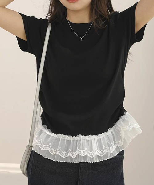 by LEGNA(バイレグナ)の「ドッキングペプラムTシャツ(Tシャツ/カットソー・レディース・ブラック/ホワイト・MEDIUM/LARGE)」の20枚目の写真