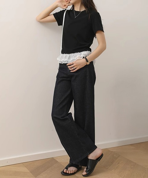 by LEGNA(バイレグナ)の「ドッキングペプラムTシャツ(Tシャツ/カットソー・レディース・ブラック/ホワイト・MEDIUM/LARGE)」の21枚目の写真