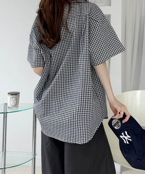 U.S. POLO ASSN.(ユーエスポロアッスン)の「【Ada.別注 U.S. POLO ASSN.】 半袖 ビッグサイズ シャツ ギンガムチェック ◎(シャツ/ブラウス・レディース・ネイビー/ピンク/ブラック・L/M)」の6枚目の写真