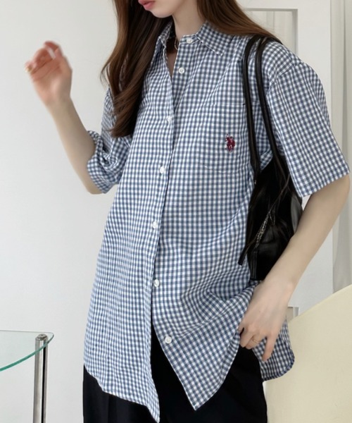 U.S. POLO ASSN.(ユーエスポロアッスン)の「【Ada.別注 U.S. POLO ASSN.】 半袖 ビッグサイズ シャツ ギンガムチェック ◎(シャツ/ブラウス・レディース・ネイビー/ピンク/ブラック・L/M)」の10枚目の写真