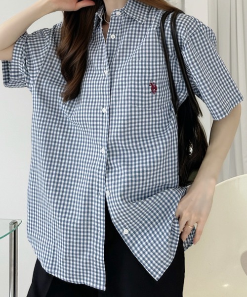 U.S. POLO ASSN.(ユーエスポロアッスン)の「【Ada.別注 U.S. POLO ASSN.】 半袖 ビッグサイズ シャツ ギンガムチェック ◎(シャツ/ブラウス・レディース・ネイビー/ピンク/ブラック・L/M)」の13枚目の写真