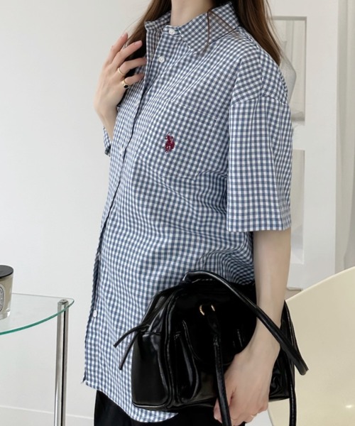 U.S. POLO ASSN.(ユーエスポロアッスン)の「【Ada.別注 U.S. POLO ASSN.】 半袖 ビッグサイズ シャツ ギンガムチェック ◎(シャツ/ブラウス・レディース・ネイビー/ピンク/ブラック・L/M)」の11枚目の写真