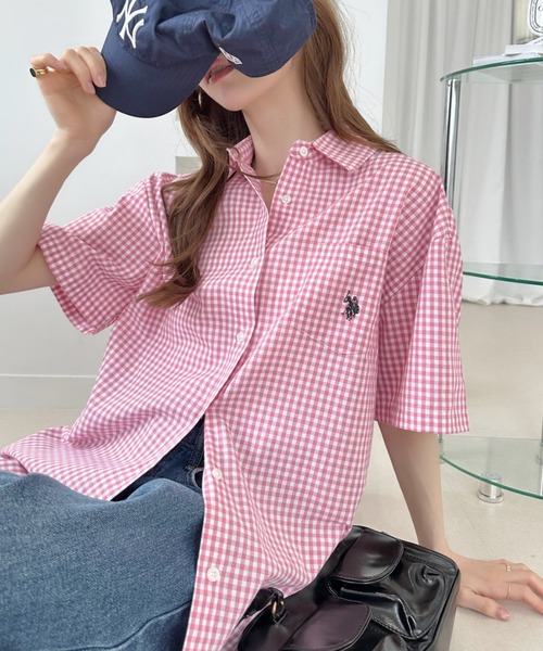 U.S. POLO ASSN.(ユーエスポロアッスン)の「【Ada.別注 U.S. POLO ASSN.】 半袖 ビッグサイズ シャツ ギンガムチェック ◎(シャツ/ブラウス・レディース・ネイビー/ピンク/ブラック・L/M)」の20枚目の写真