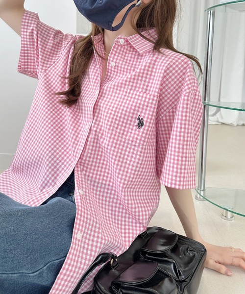 U.S. POLO ASSN.(ユーエスポロアッスン)の「【Ada.別注 U.S. POLO ASSN.】 半袖 ビッグサイズ シャツ ギンガムチェック ◎(シャツ/ブラウス・レディース・ネイビー/ピンク/ブラック・L/M)」の21枚目の写真