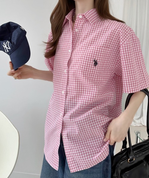U.S. POLO ASSN.(ユーエスポロアッスン)の「【Ada.別注 U.S. POLO ASSN.】 半袖 ビッグサイズ シャツ ギンガムチェック ◎(シャツ/ブラウス・レディース・ネイビー/ピンク/ブラック・L/M)」の19枚目の写真