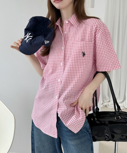 U.S. POLO ASSN.(ユーエスポロアッスン)の「【Ada.別注 U.S. POLO ASSN.】 半袖 ビッグサイズ シャツ ギンガムチェック ◎(シャツ/ブラウス・レディース・ネイビー/ピンク/ブラック・L/M)」の18枚目の写真