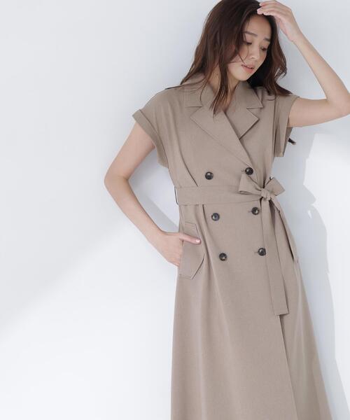 NATURAL BEAUTY BASIC(ナチュラルビューティーベーシック)の「ベルテッドトレンチワンピース(ワンピース・レディース・ネイビー/ベージュ/グレー系その他/ブラウン・P/S/MEDIUM)」の3枚目の写真