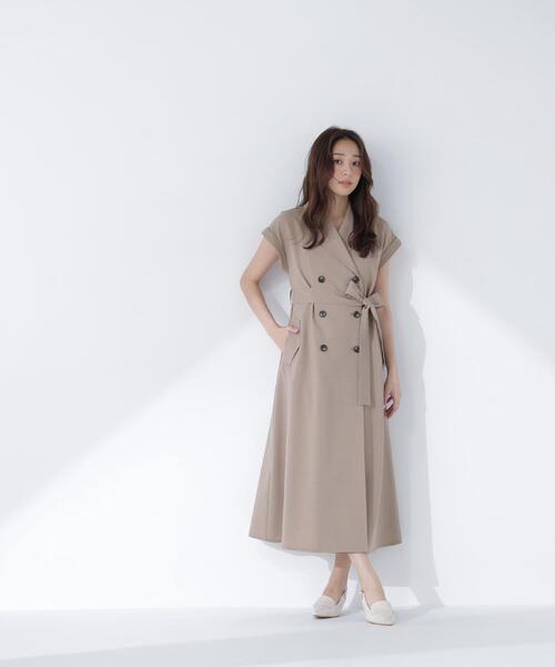 NATURAL BEAUTY BASIC（ナチュラルビューティーベーシック）の「ベルテッドトレンチワンピース（ワンピース・レディース・ネイビー/ベージュ/グレー系その他/ブラウン・P/S/MEDIUM）」の9枚目の写真