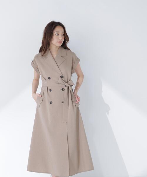 NATURAL BEAUTY BASIC（ナチュラルビューティーベーシック）の「ベルテッドトレンチワンピース（ワンピース・レディース・ネイビー/ベージュ/グレー系その他/ブラウン・P/S/MEDIUM）」の10枚目の写真