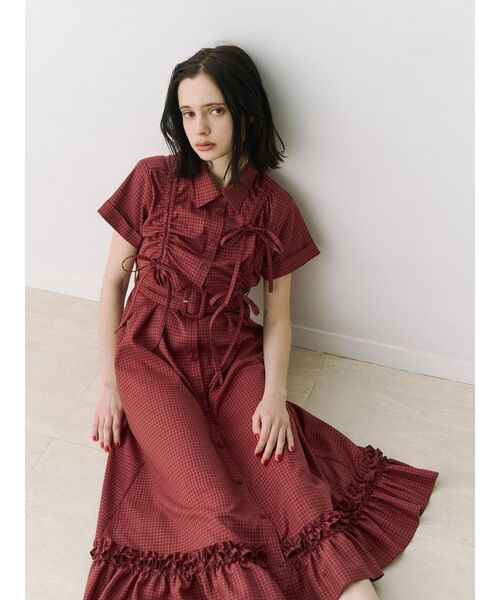 jouetie(ジュエティ)の「アシメギャザーシャツワンピース(ワンピース・レディース・ブルー/グレー/レッド・MEDIUM)」の3枚目の写真