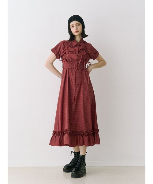 jouetie(ジュエティ)の「アシメギャザーシャツワンピース(ワンピース・レディース・ブルー/グレー/レッド・MEDIUM)」の5枚目の写真