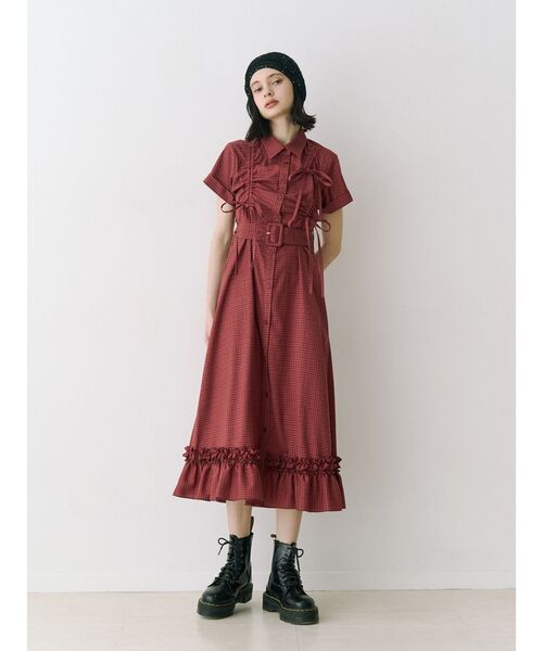 jouetie(ジュエティ)の「アシメギャザーシャツワンピース(ワンピース・レディース・ブルー/グレー/レッド・MEDIUM)」の6枚目の写真