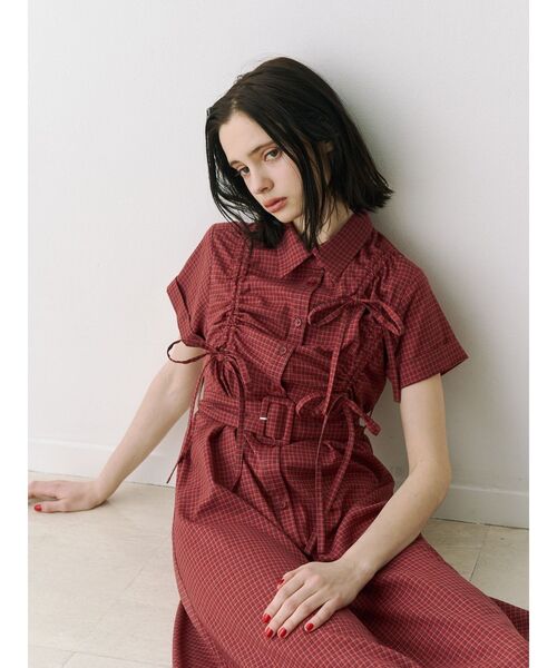 jouetie(ジュエティ)の「アシメギャザーシャツワンピース(ワンピース・レディース・ブルー/グレー/レッド・MEDIUM)」の8枚目の写真