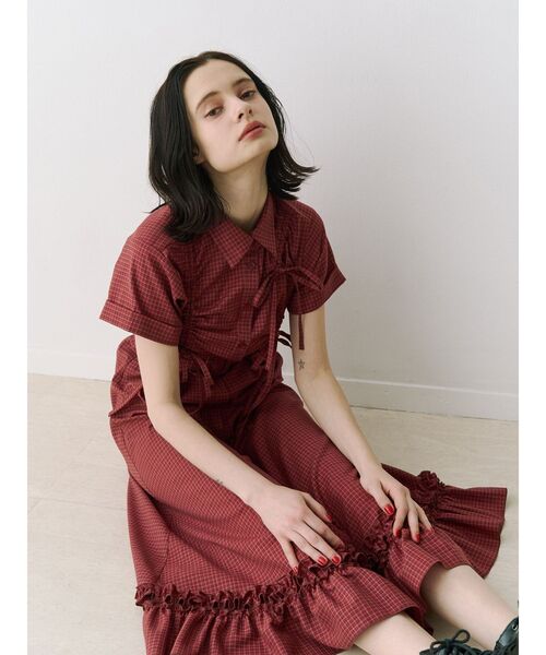 jouetie(ジュエティ)の「アシメギャザーシャツワンピース(ワンピース・レディース・ブルー/グレー/レッド・MEDIUM)」の9枚目の写真