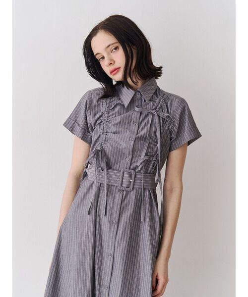 jouetie(ジュエティ)の「アシメギャザーシャツワンピース(ワンピース・レディース・ブルー/グレー/レッド・MEDIUM)」の16枚目の写真