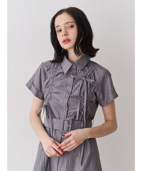 jouetie(ジュエティ)の「アシメギャザーシャツワンピース(ワンピース・レディース・ブルー/グレー/レッド・MEDIUM)」の18枚目の写真