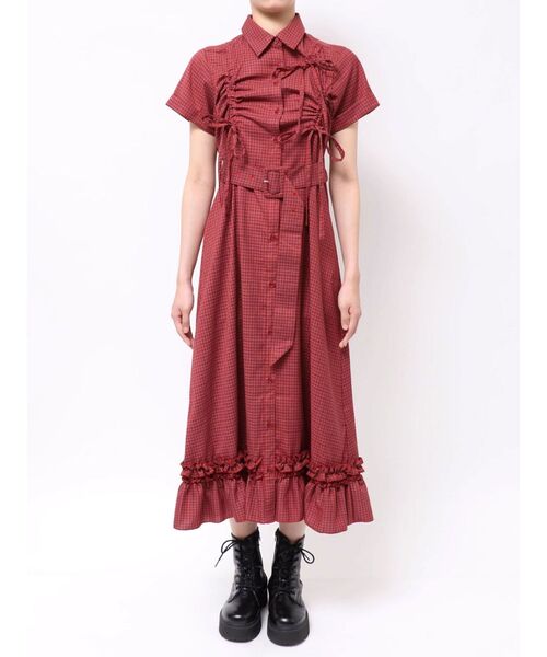 jouetie(ジュエティ)の「アシメギャザーシャツワンピース 夏服(ワンピース・レディース・ブルー/グレー/レッド・MEDIUM)」の7枚目の写真