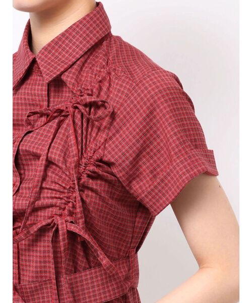 jouetie(ジュエティ)の「アシメギャザーシャツワンピース 夏服(ワンピース・レディース・ブルー/グレー/レッド・MEDIUM)」の11枚目の写真