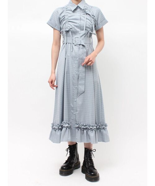 jouetie(ジュエティ)の「アシメギャザーシャツワンピース 夏服(ワンピース・レディース・ブルー/グレー/レッド・MEDIUM)」の19枚目の写真