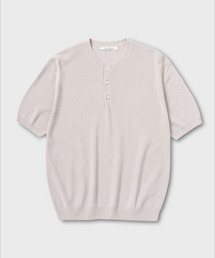 ヘンリーネックHSニット_PALE GREY