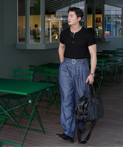 NONBLANK(ノンブランク)の「ヘンリーネックHSニット_PALE GREY(Tシャツ/カットソー・メンズ・グレー・MEDIUM/LARGE/X-LARGE)」の5枚目の写真