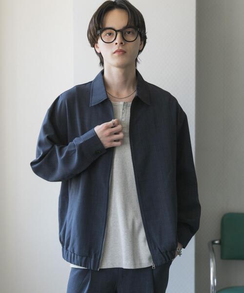 SENSE OF PLACE by URBAN RESEARCH（センスオブプレイスバイアーバンリサーチ）の「『UR TECH DRYLUXE』リネンライクジップブルゾン（ブルゾン・メンズ・ブラック/パープル/ネイビー・MEDIUM/LARGE）」の2枚目の写真