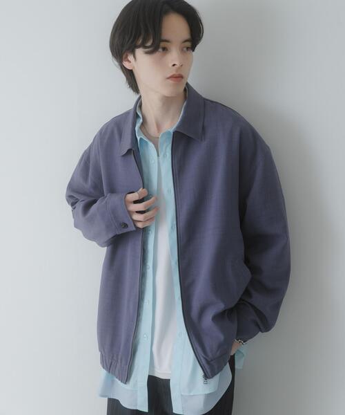 SENSE OF PLACE by URBAN RESEARCH（センスオブプレイスバイアーバンリサーチ）の「『UR TECH DRYLUXE』リネンライクジップブルゾン（ブルゾン・メンズ・ブラック/パープル/ネイビー・MEDIUM/LARGE）」の13枚目の写真