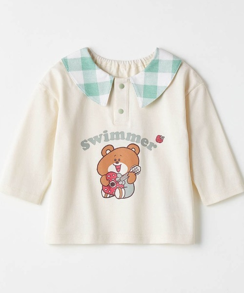 Belle Maison(ベルメゾン)の「SWIMMERコラボ 襟付き長袖Tシャツ(Tシャツ/カットソー・キッズ・ブルー系その他2/グリーン系その他4/レッド系その他3・80/90/100/110/120)」の2枚目の写真